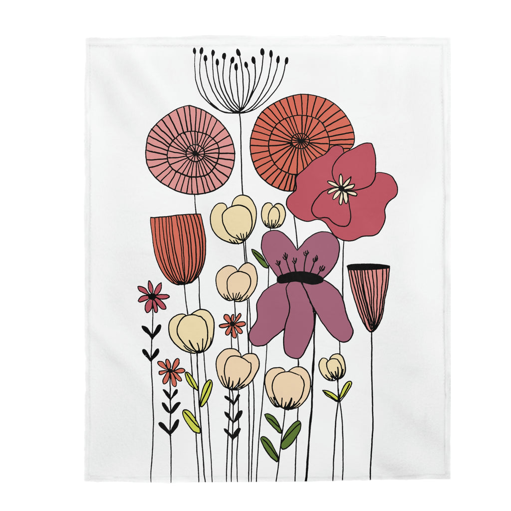 Velveteen Plush Blanket - Vintage Mod Flower