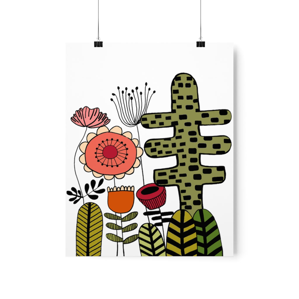 Vintage Flowers Cactus Flowers Premium Matte vertical posters