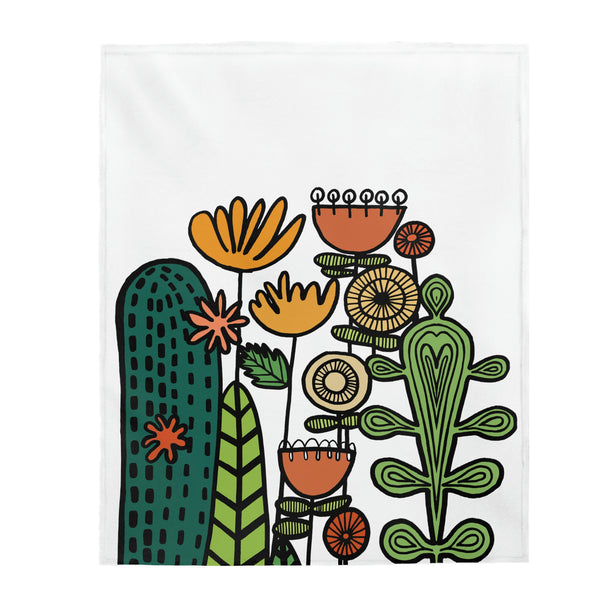 Velveteen Plush Blanket - Warm Desert Floral