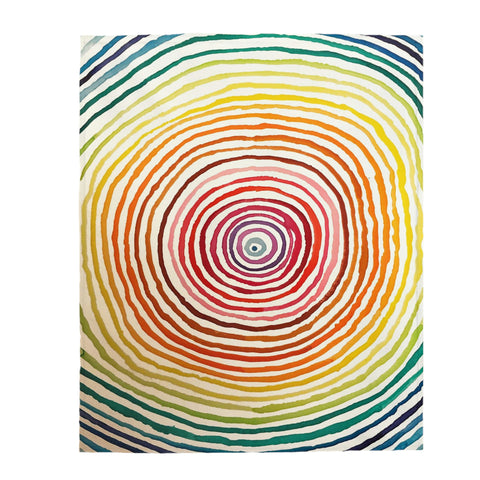 Velveteen Plush Blanket - Concentric Rainbow Circles